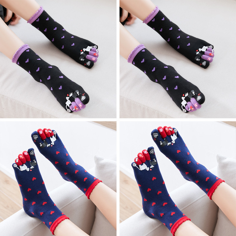 Title 2, Autumn and Winter Cotton Five-finger Socks Wome...