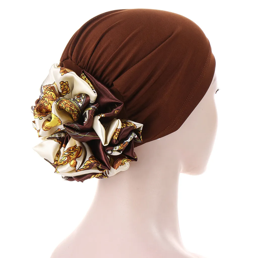 Women's Fashion Multicolor Tapestry Scarf Hat - Coffee