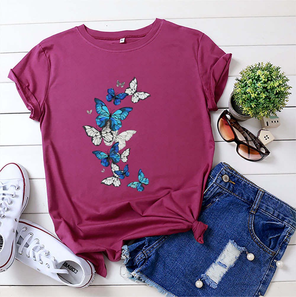 Title 9, Womens fashion flying butterfly print cotton r...