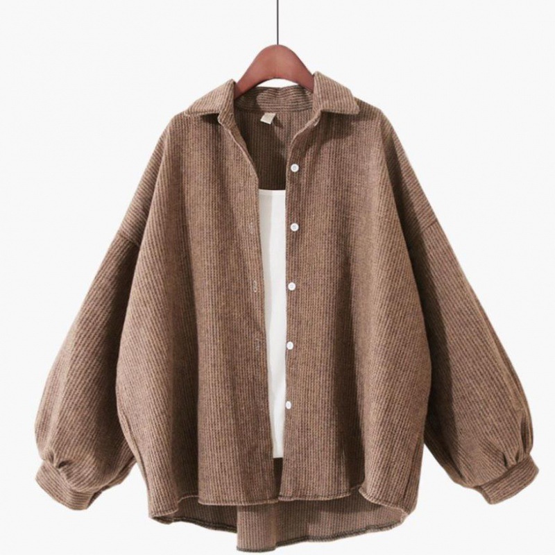 New Korean Style Jacket, Brushed Cardigan, Loose And Thin, Plus Size All-match Shirt, Long-sleeved Jacket, Couple