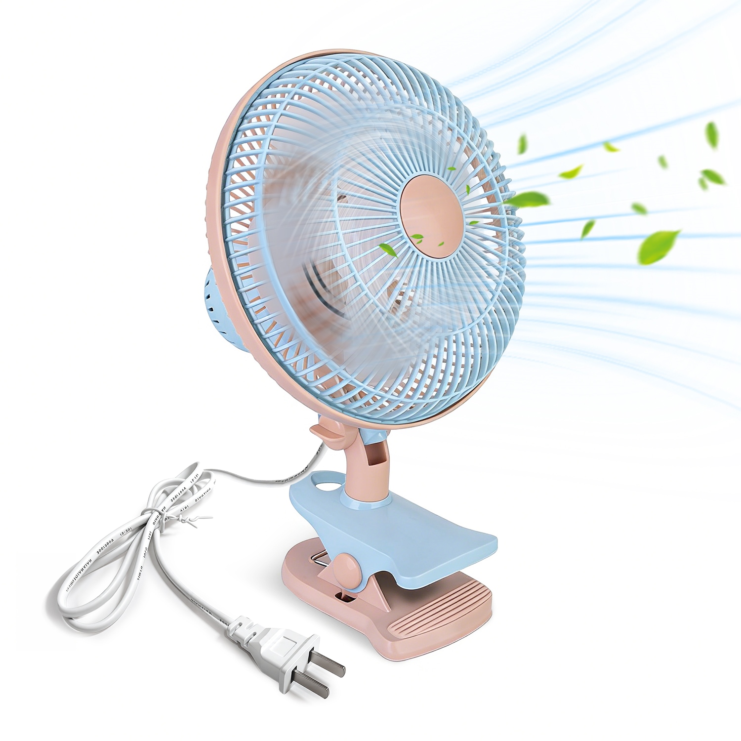 8.66In Oscillating Clip On Fan 2 Speeds Quiet Clamp Fan With 90 Degree Oscillating & Tilting Angle Desktop Wall Mount For Home Office Dorms Strollers