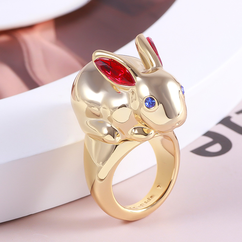 Title 5, Womens Metal Smooth Face Wealth Rabbit Ring. A...