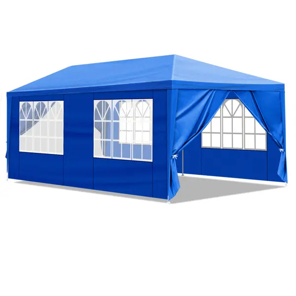 10'x20' Outdoor Party Tent With 6 Removable Sidewalls, Waterproof Canopy Patio Wedding Gazebo, Blue