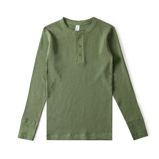 Pure Color Loose Long sleeved T shirt Casual Simple Bottoming Shirt Olive - Shop at LoveMi