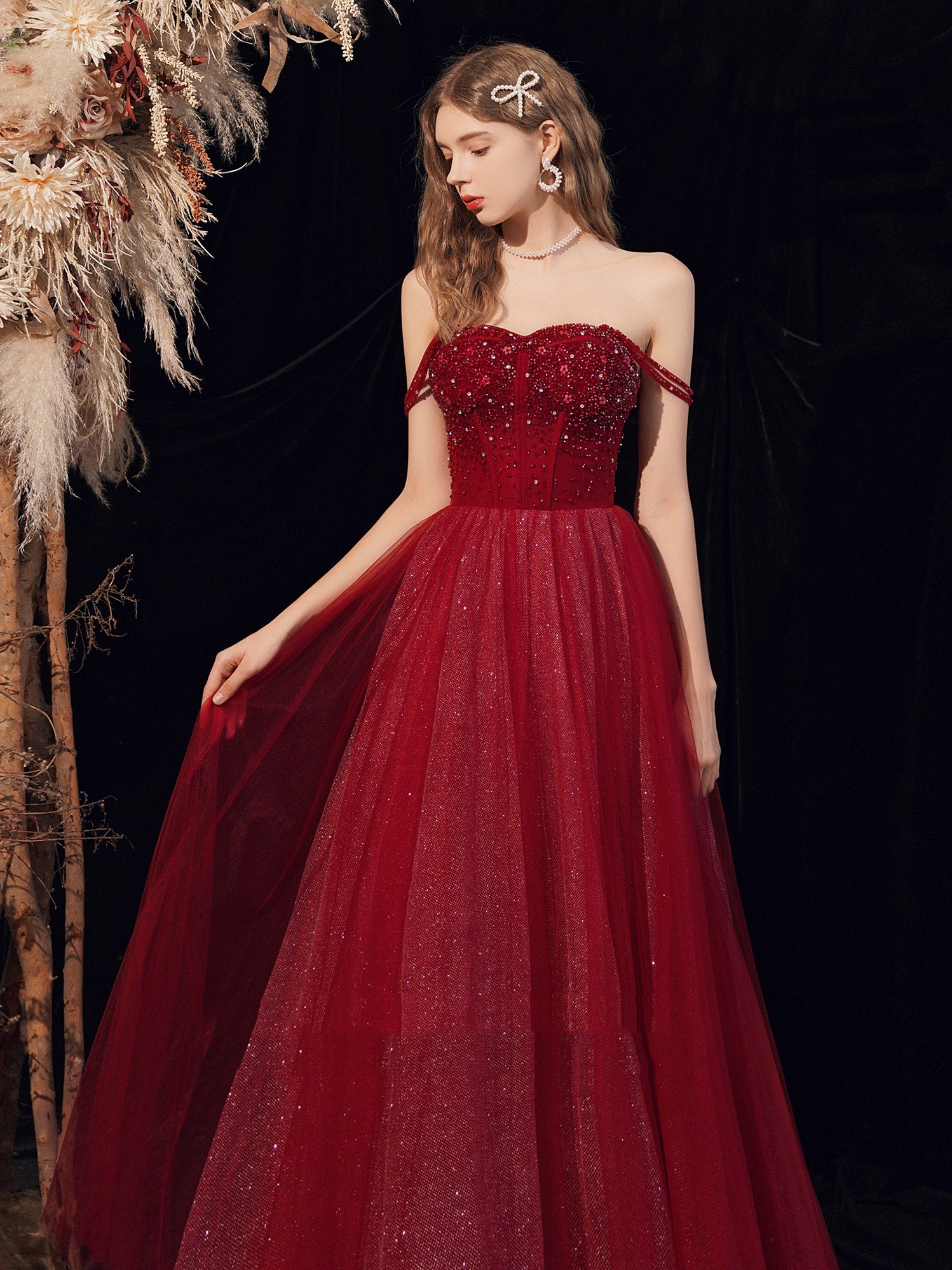 Wedding Red Heavy Industry Dress Girl