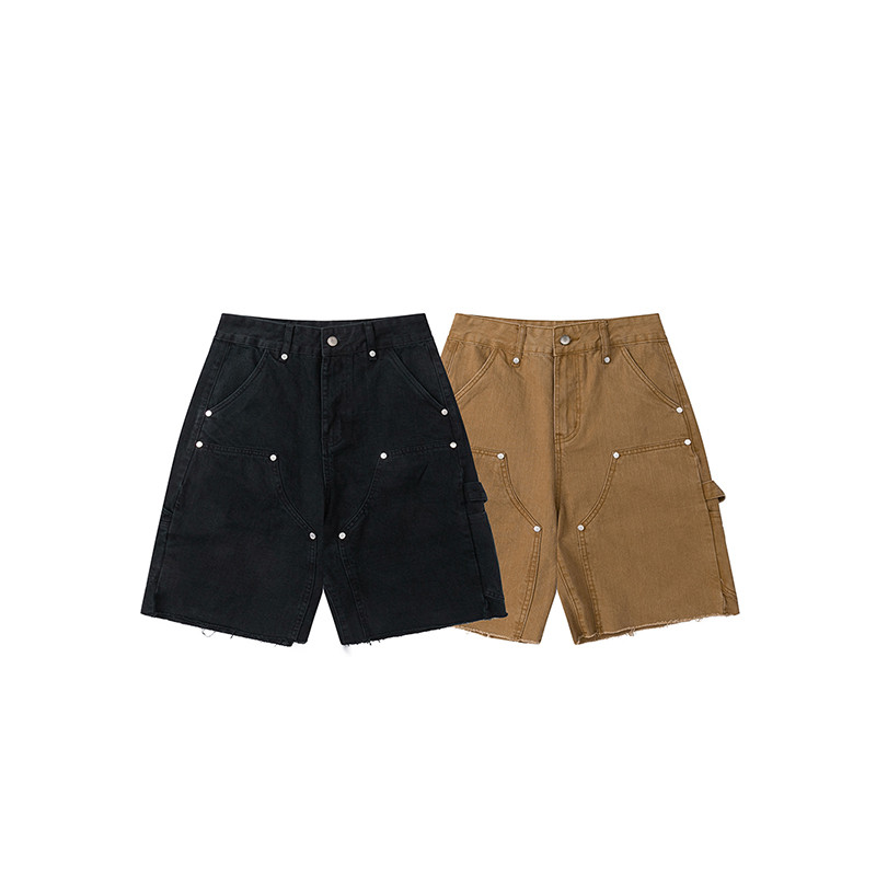 High Street Distressed Washed Rivet Trim Frayed Jeans