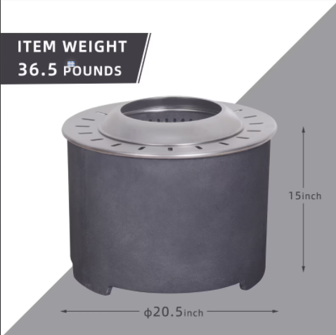 20.15 Dark GrayConcrete Texture Smokeless Fire Pit Concrete Dark Gray - Shop at LoveMi