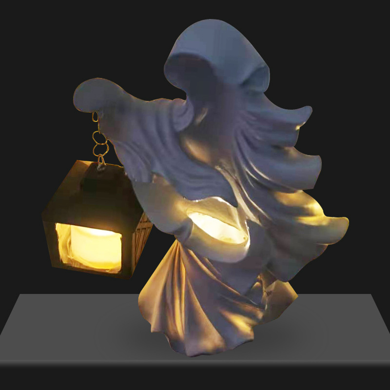 Lantern halloween resin ornament lantern witch (white)