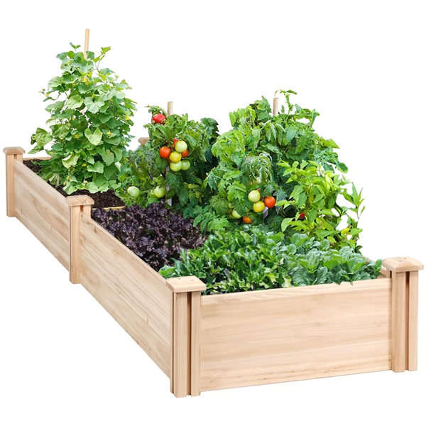Divisible Planter Box For Home Vegetable Flower, 95inch L X 25inch W X 11inch H, Wood