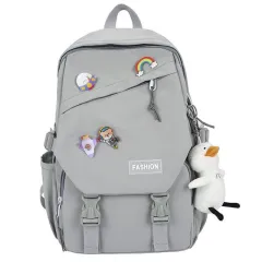 Women's Travel Fashion Casual School Bag Backpack - Grey - View 1