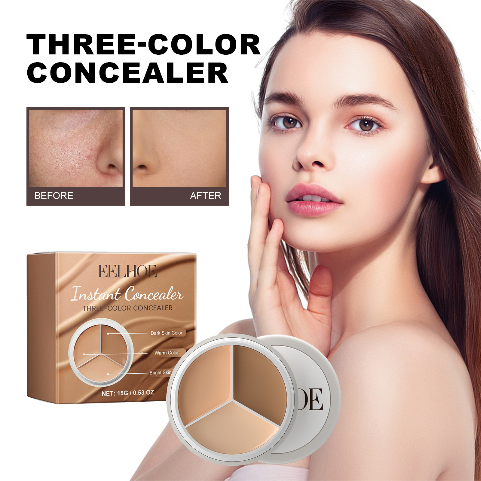 EELHOE Concealer Covers Facial Imperfections Such As Tear Troughs, Dark Circles, And Blemishes To Create A Clear And Natural Makeup Look. image 2