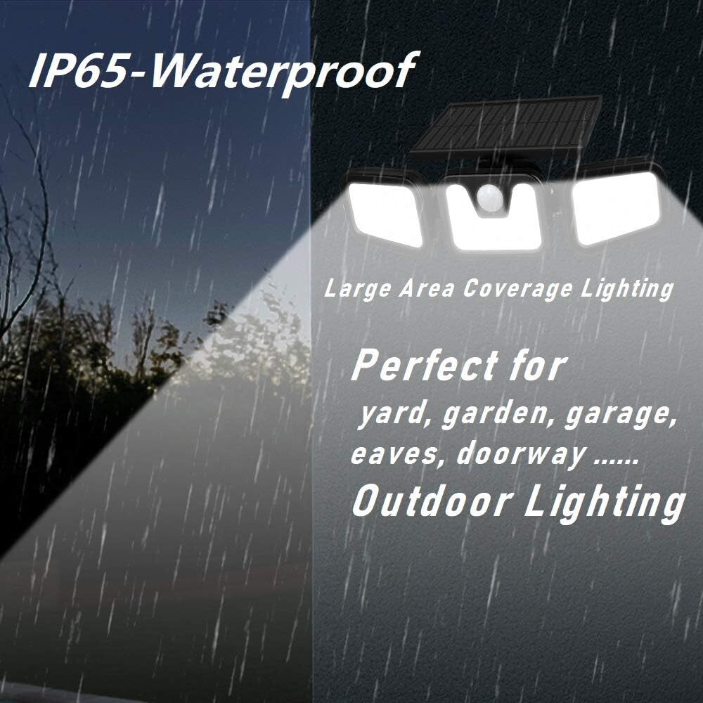 3 Head 74 LED Solar Security Light PIR Motion Sensor Outdoor Garden Flood Lamp — image 7