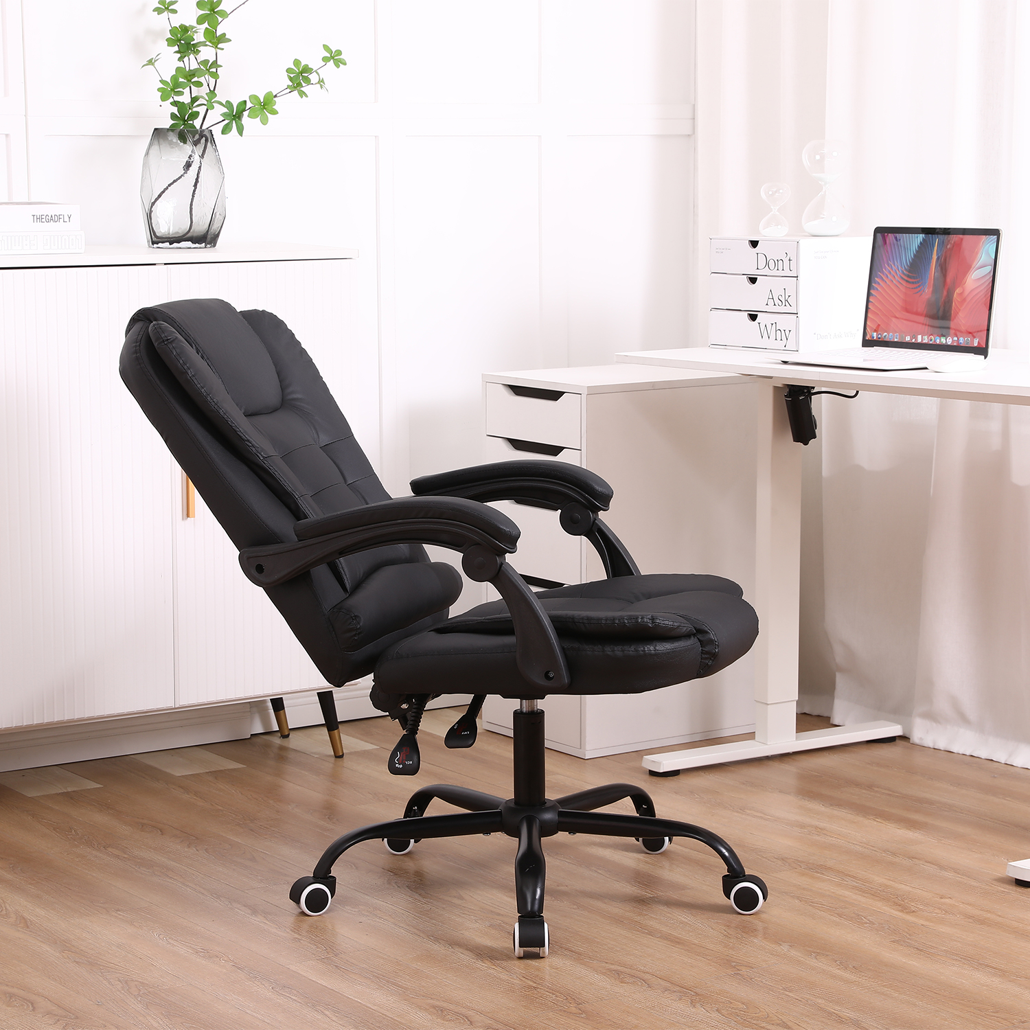 Ergonomic Executive Office Chair,Faux Leather,Adjustable Height 45-55cm — image 2