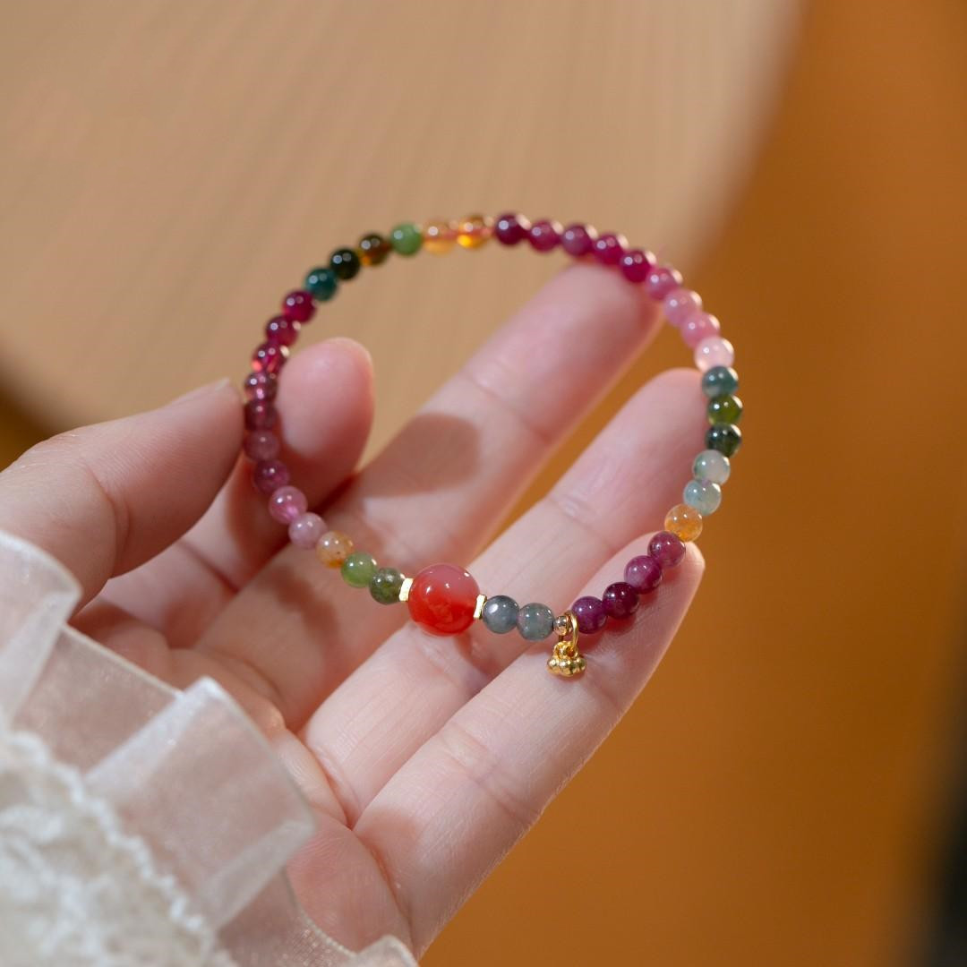 Title 4, Natural Single Circle Tourmaline String With Tw...