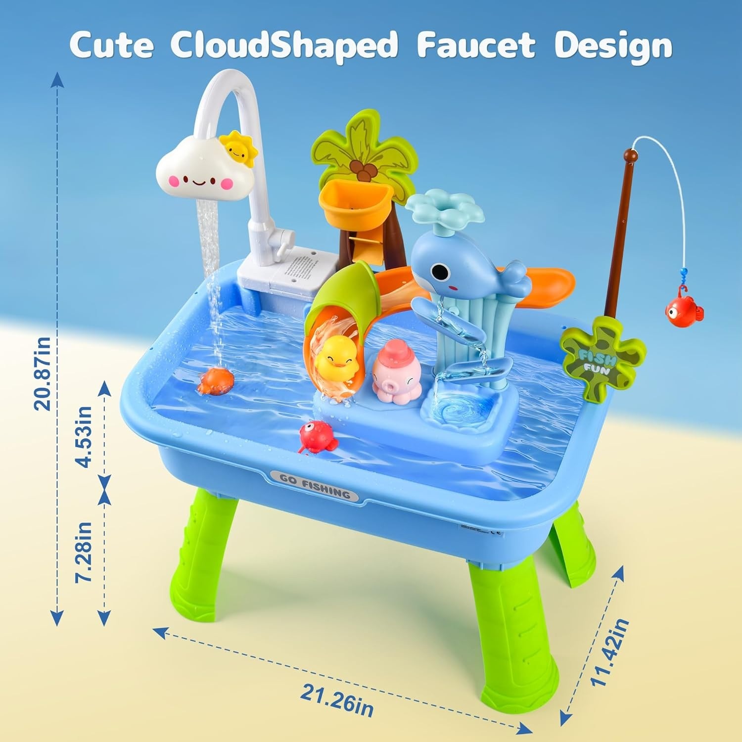 Upgraded Toddler Sand Water Table Toy Kids Fishing Fun Kitchen Play Sink UK — image 5