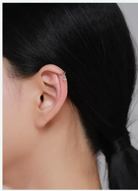 Sterling Silver Earclip Female Minority Cold Wind Cross
