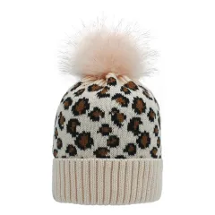 New Winter Knitted Hat Korean Version Of Leopard Print Woolen Hat - Pink - View 1