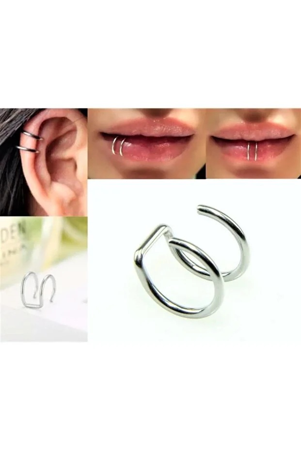 Clip On Fake Piercing Unisex Lip Nose Ear Cartilage Non Piercing Design 4