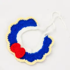 Hand-knitted Adjustable Flower Bow Cat And Dog Collar - Blue - View 1