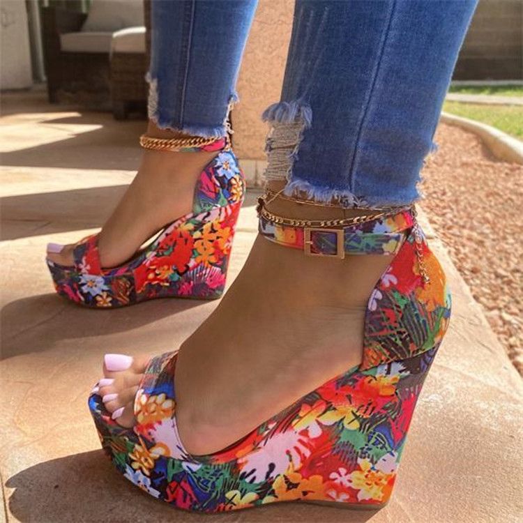 Color Matching Floral Fashion Sexy Sandals