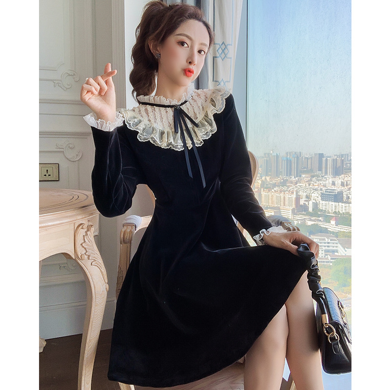 Dress French Temperament Medium Long Slim