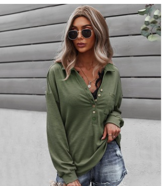 Autumn And Winter New Women's Solid Color Long-sleeved Shirt T-shirt Women