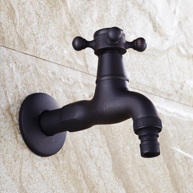 Title 2, Black Antique Plum Hand Wheel Mop Pool Faucet