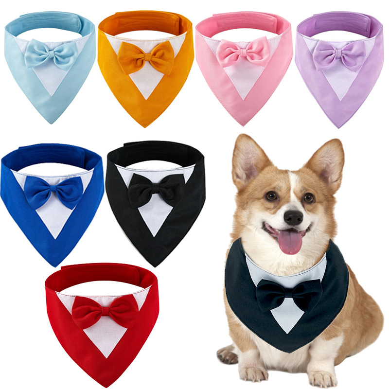 Title 3, Pet Suit Triangular Binder Bow Saliva Towel