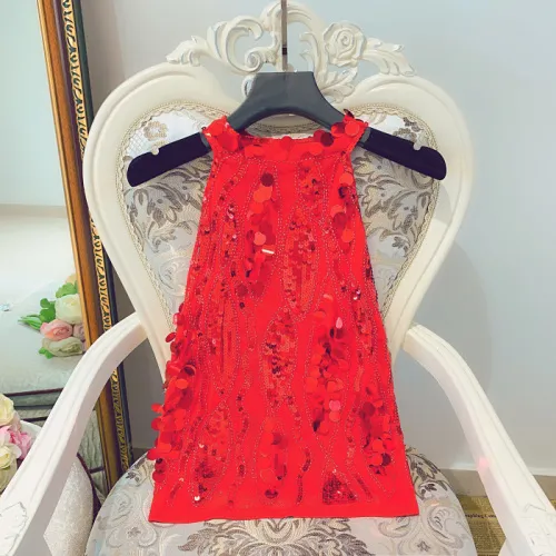 Wave Pattern Sequined Elegant Halter Sleeveless Top Fashionable Red - Shop at LoveMi