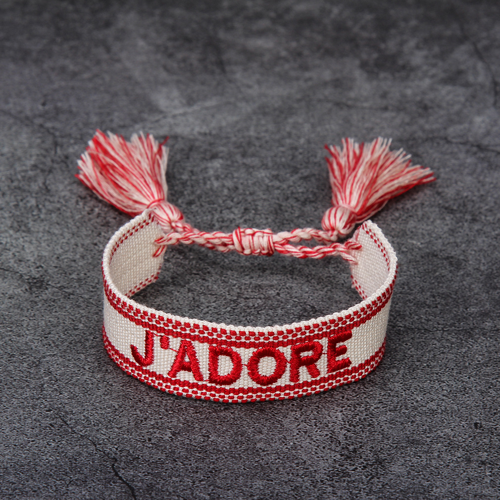 Title 12, French Alphabet Embroidered Bracelet J