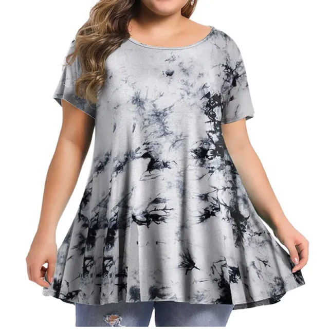 Women's New Fashion Round Neck Printing Large Size Short Sleeves Pattern3 5Xl - Shop at LoveMi