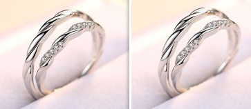 S925 sterling silver water ripple micro inlaid couple ring Menwomen - Shop at LoveMi