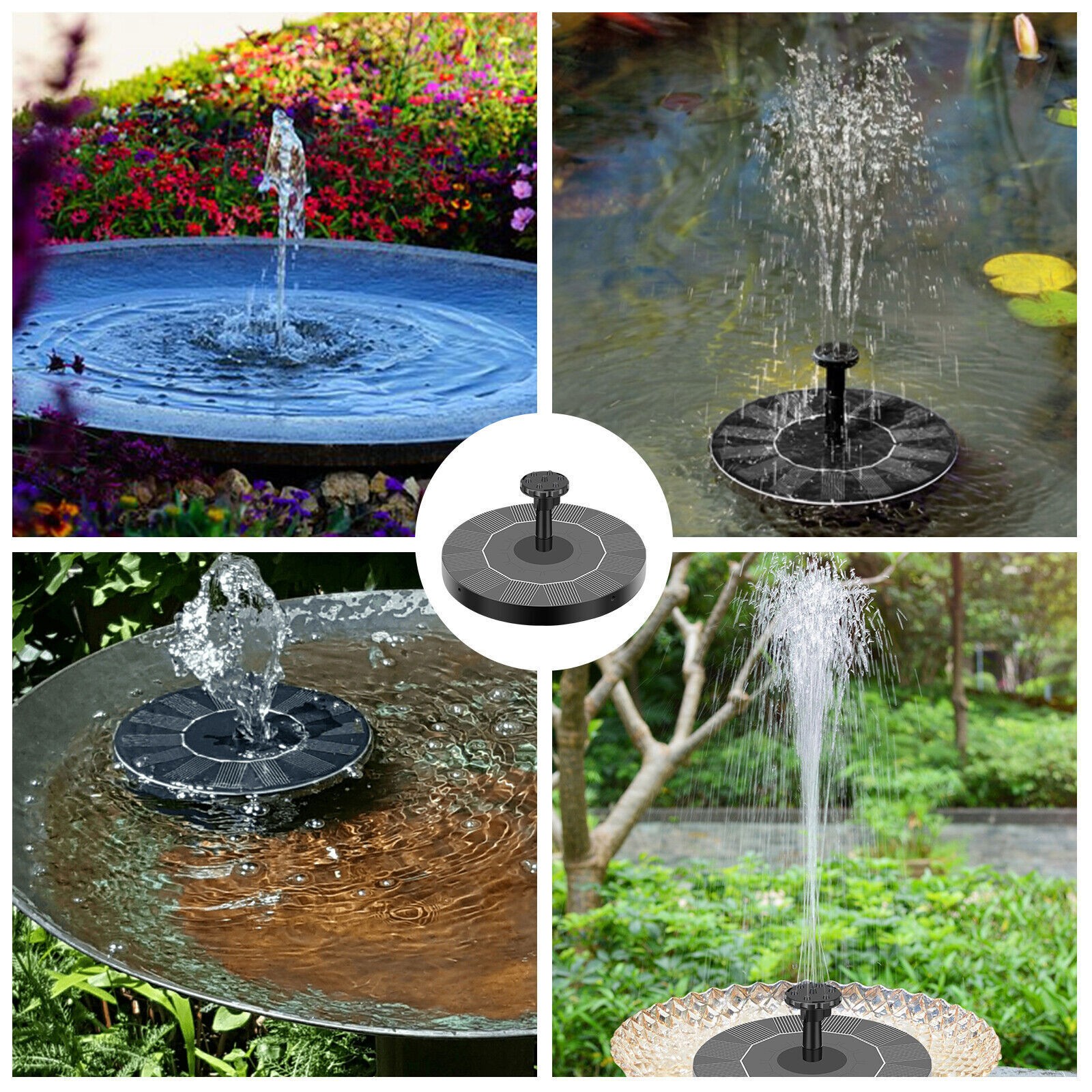 Solar Powered Floating Pump Water Fountain Bird Bath Pond Pool Garden Dccor — image 12