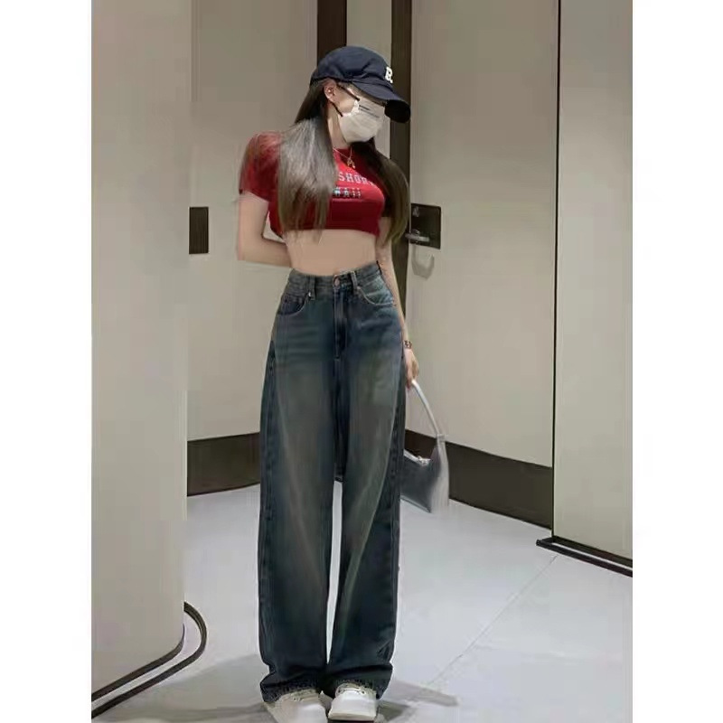 Title 2, High Waist Wide Leg Pants Straight Jeans. Stijl...