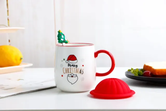 Cute Ceramic Cup Christmas Gift Net Red Santa Claus - Shop at LoveMi