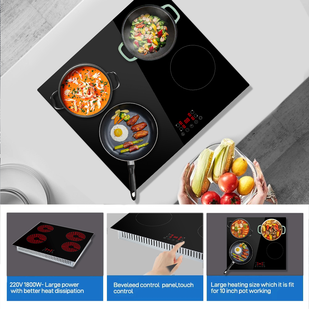 DTL-6000W 60cm Ceramic Hob 4 Zone Black Glass Built-in