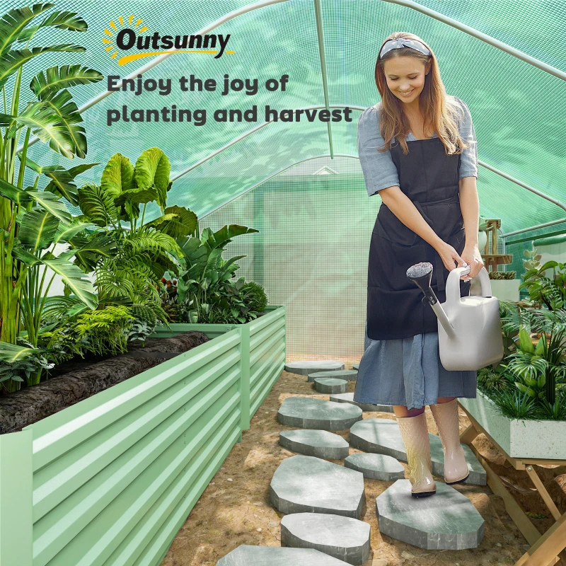 Tunnel Greenhouse Hoop House With Upgraded Galvanized Steel Frame And Large Windows, Green