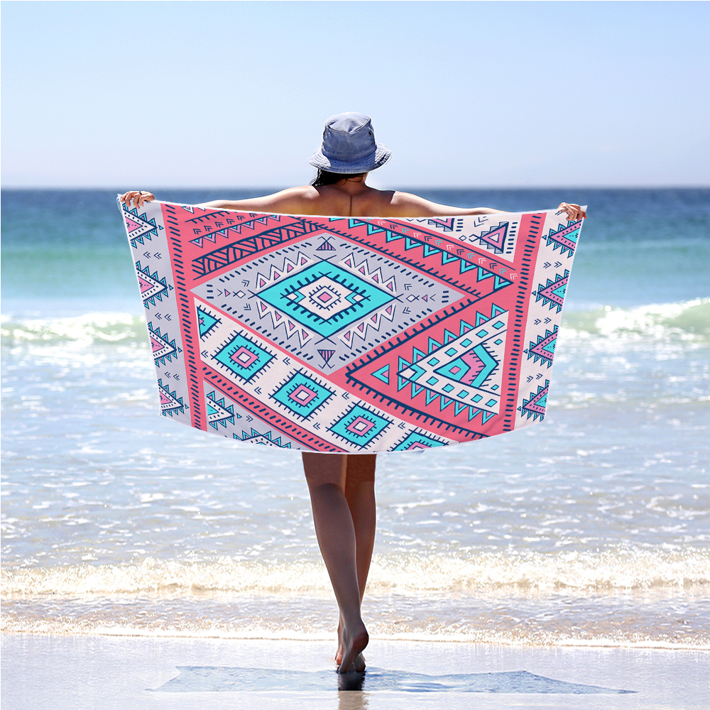 Microfiber Square Print Beach Towel