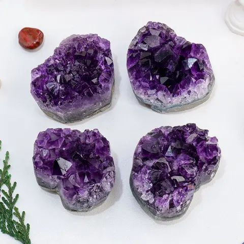 Purple Water Crystal Cluster Love Decoration Piece Raw Stone