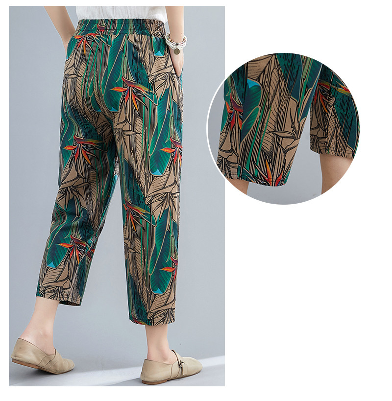 Title 8, Printed Cotton Linen Pants Women