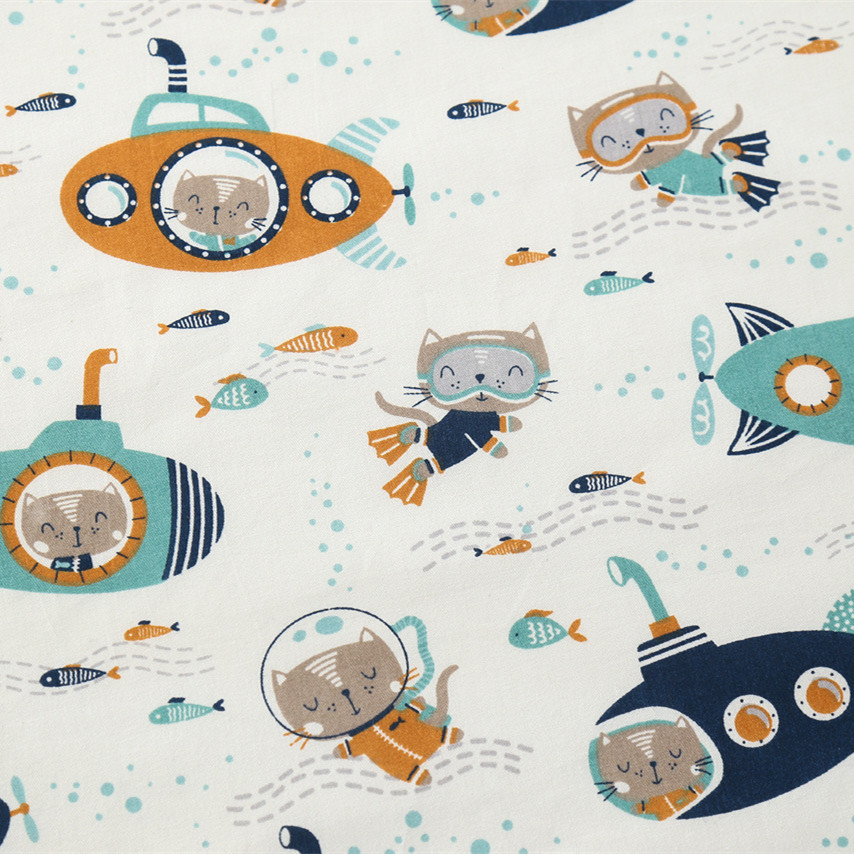 Cotton Twill Printed Cartoon Motorcycle Bed Fabric