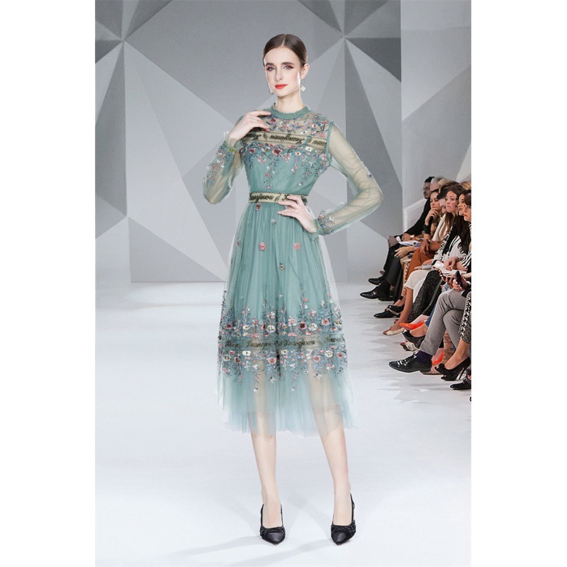 Mesh Embroidery Waistband Dress, picture 4 of 6
