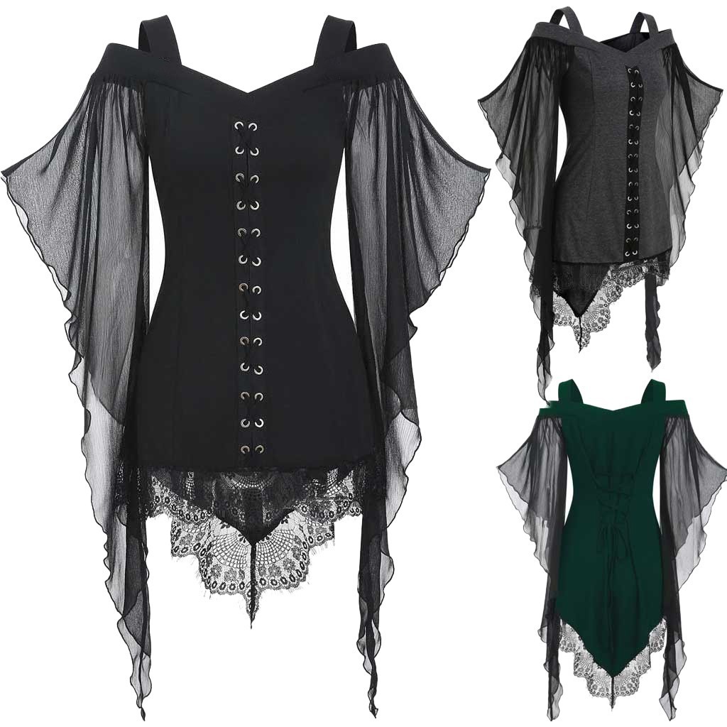 Title 5, Gothic Swing Sleeve Irregular Panel Chiffon Shirt