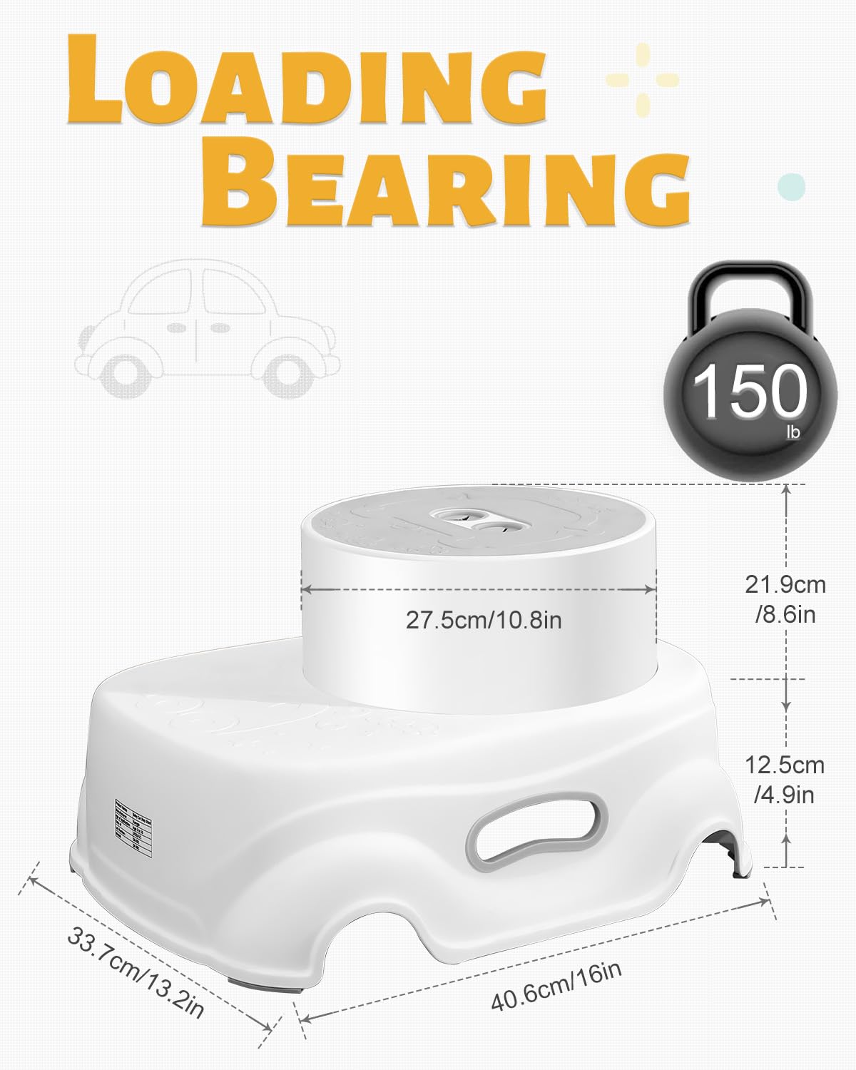 Padded 2-Step Step Stool, 2-Step Footstool - Step Stool Non-slip, Portable, Space-saving Design For Bathroom, Kitchen, Bedroom, Classroom - Easy To Clean, Sturdy And Comfortable - Image 7