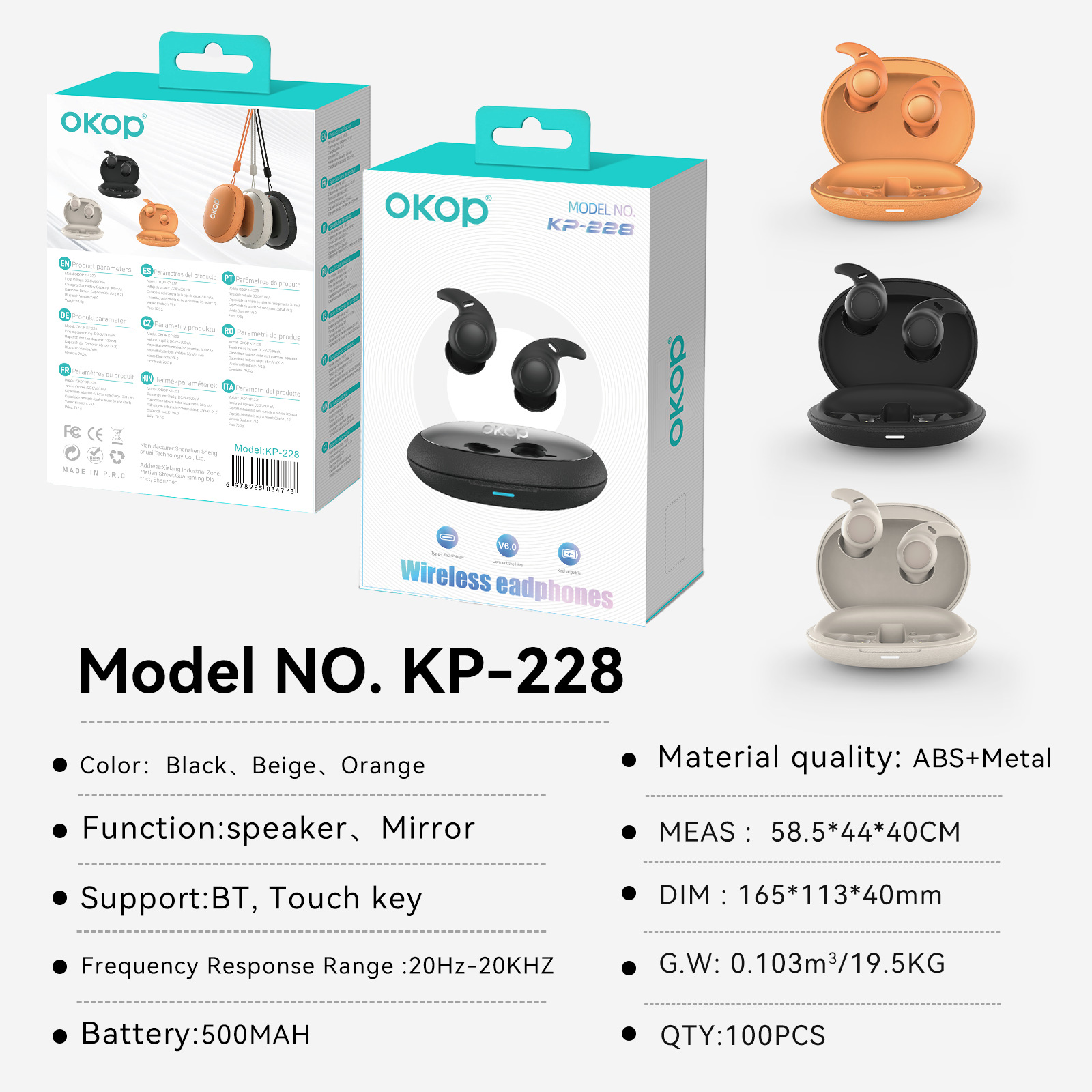 KP-228 Hot-selling In-stock Wireless Bluetooth Sleep Earbuds In-ear Design Long Battery Life Includes Lanyard Factory Direct Sales