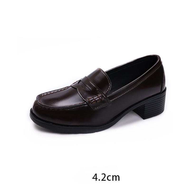 Title 3, Leather Shoes Low-heel College Style Japanese U...