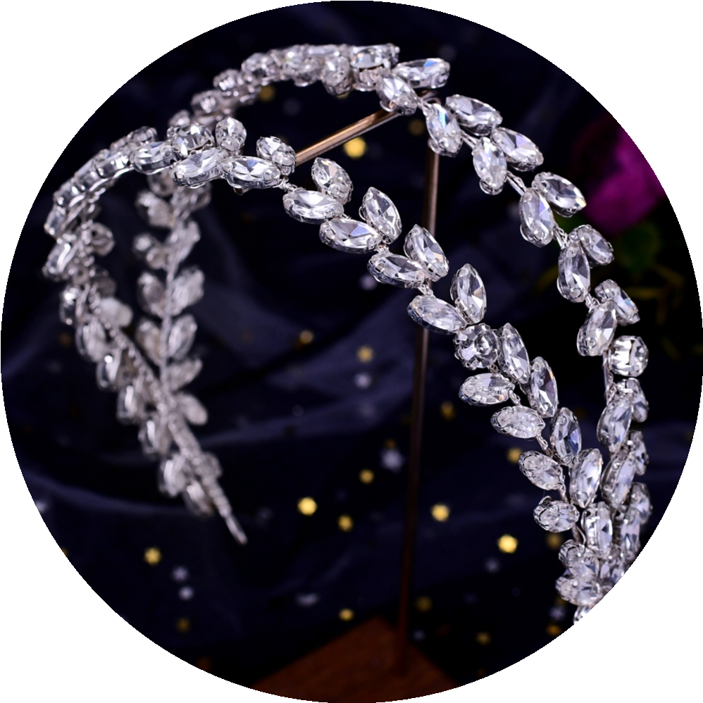 Bridal Headwear Silver Double Strand Rhinestone Headband Simple