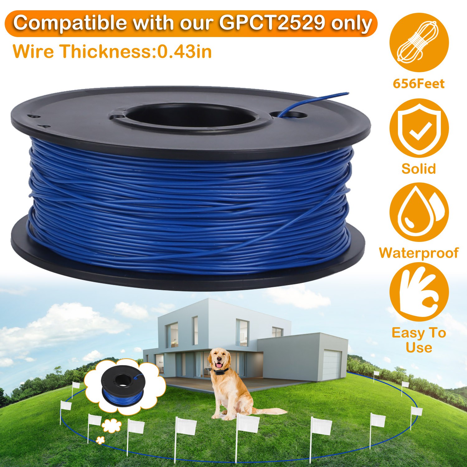 1Set Electric Dog Fence System Pet Tone Shock Boundary Containment Water Resistant Collar Receiver For Small Medium Large Dog — foto 9