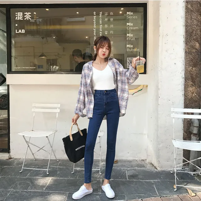 Pants Female Student Is Eighth Thin In Winter Dark Blue - Shop at LoveMi