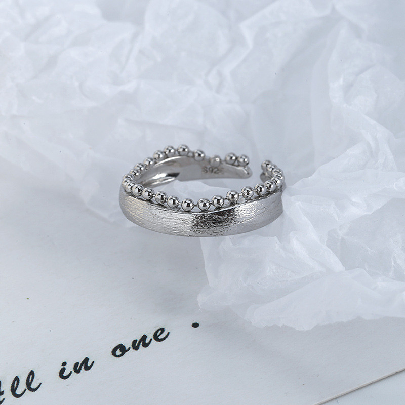 Creative Personality Brushed Light Bead Chain Ring